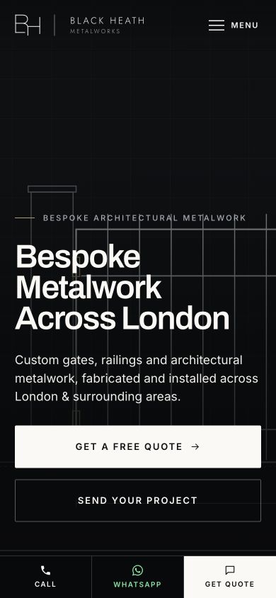 Мобільна головна сторінка Black Heath Metalworks